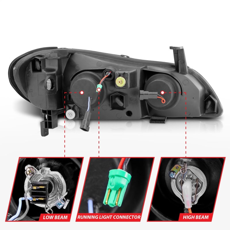 Faros delanteros con proyector ANZO 2000-2004 Infiniti I30 con Halo cromado