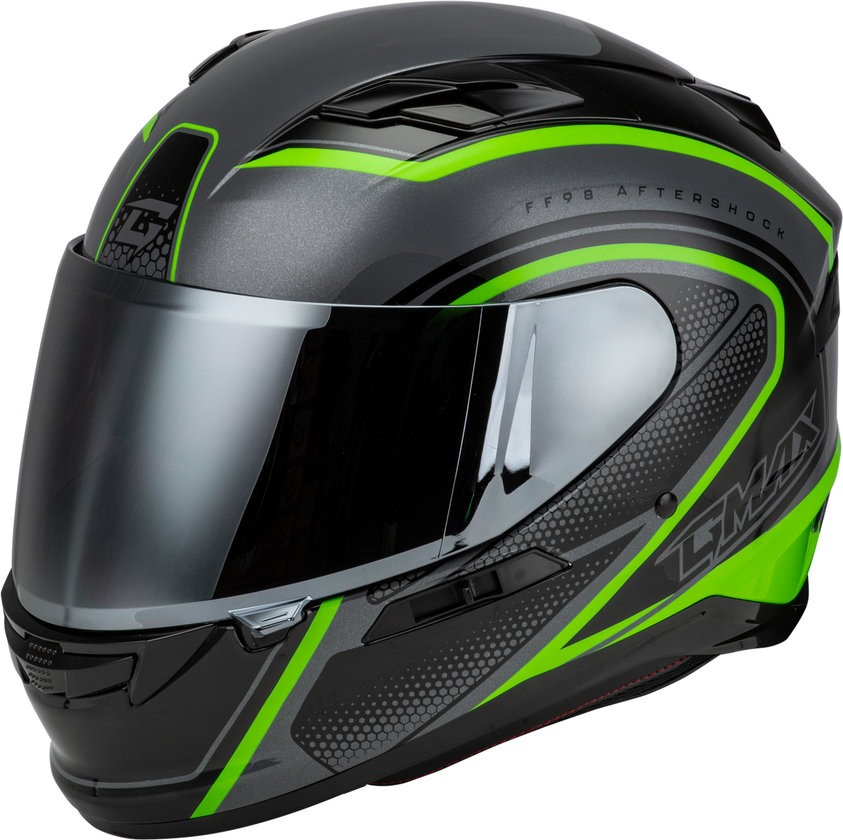 GMAX FF-98 Aftershock Helmet Grey/Neon Green XL (F1984767-DOT)