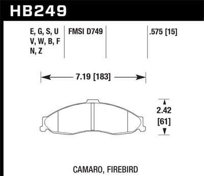 Hawk HPS 5.0 Front Brake Pads — Fits 1998-2002 Chevrolet Camaro & Pontiac Firebird