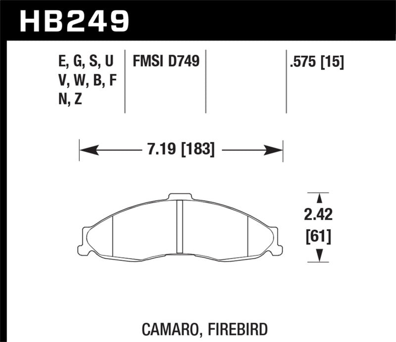 Pastillas de freno delanteras Hawk 98-02 Camaro/Firebird HP+ Street