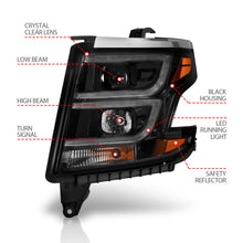 Cargar imagen en el visor de la galería, ANZO 2015-2020 Chevy Tahoe Projector Headlights Plank Style Black w/DRL