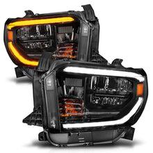 Cargar imagen en el visor de la galería, ANZO 2014-2021 Toyota Tundra LED Crystal Headlights w/ Switchback Black Housing w/ DRL