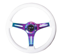 Cargar imagen en el visor de la galería, NRG Classic Wood Grain Steering Wheel (350mm) White Paint Grip w/Neochrome 3-Spoke Center