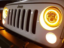 Cargar imagen en el visor de la galería, Raxiom 97-18 Jeep Wrangler TJ/JK Axial Halo Headlights w/ DRL Amber Signals- Blk Hsng (Clear Lens)