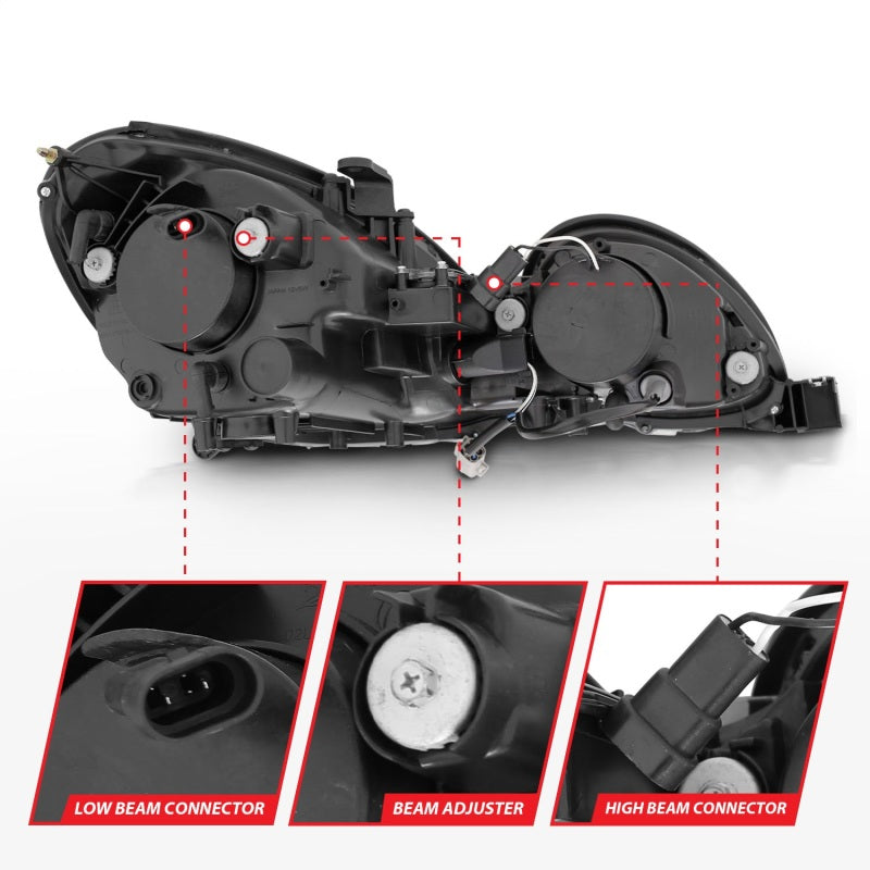 Faros delanteros con proyector ANZO 1998-2005 Lexus Gs300 con Halo negro