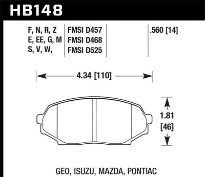 Hawk Performance HPS Street Brake Pads — Fits 1990-1993 Mazda Miata & Geo Storm