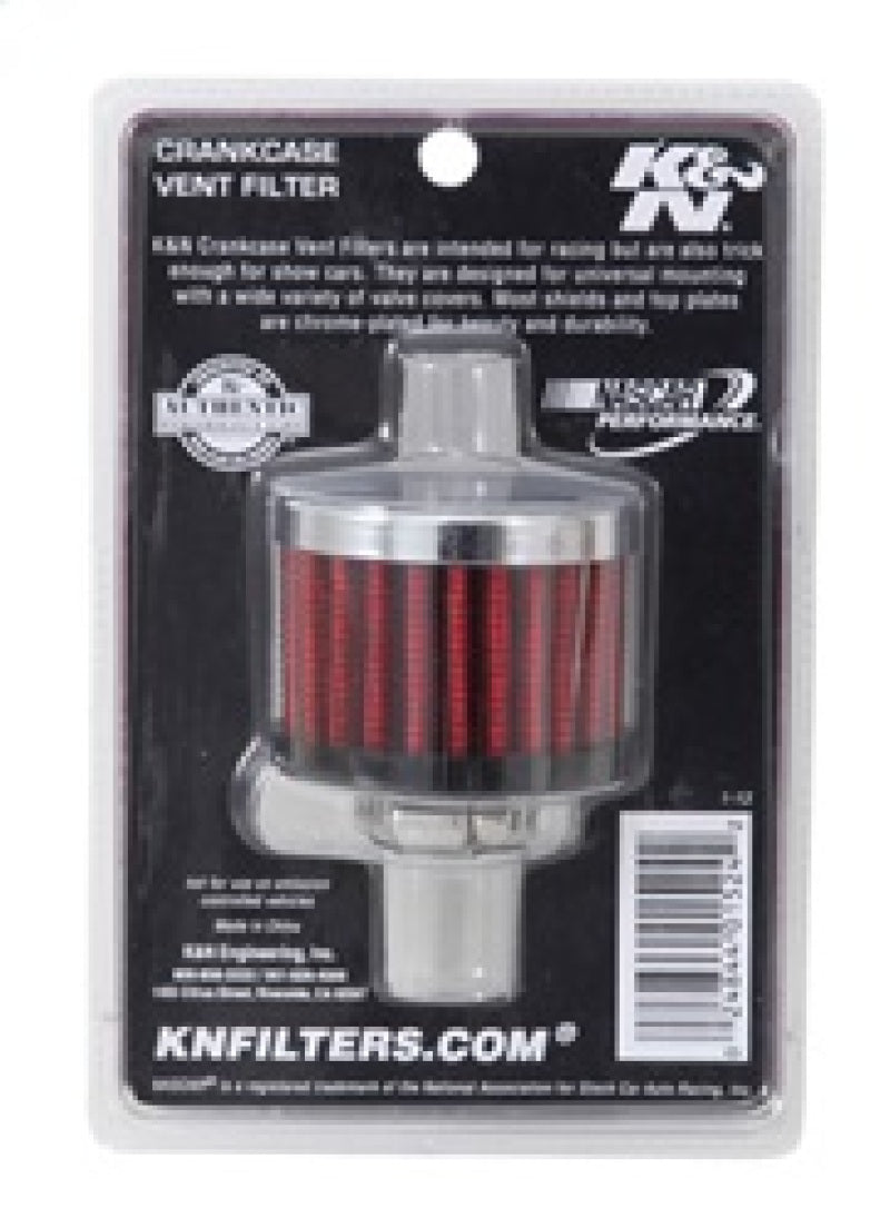 K&N 62-1330 Crankcase Vent Filter - 0.5in Flange ID Rubber Base Clamp-On