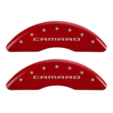 Cargar imagen en el visor de la galería, MGP 4 Caliper Covers Engraved Front Gen 5/Camaro Engraved Rear Gen 5/SS Red finish silver ch