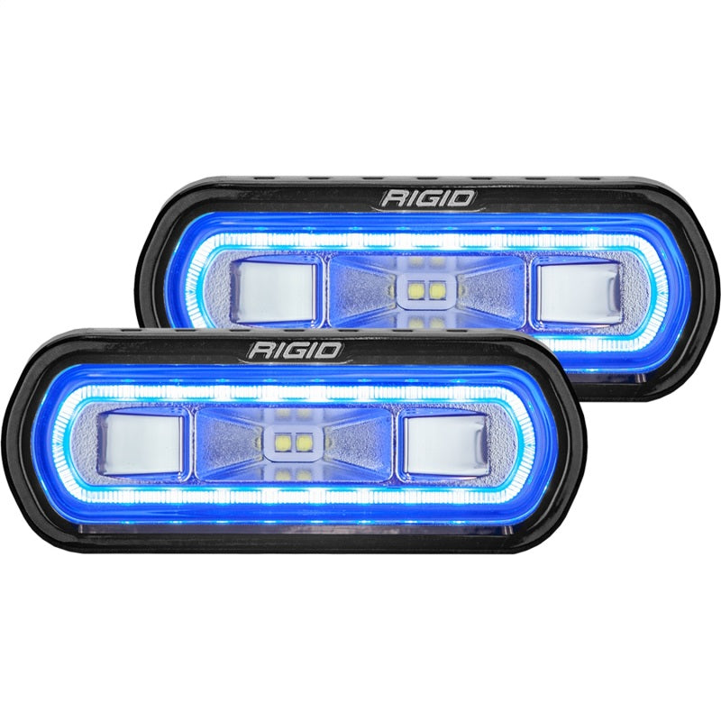 Par de difusores LED de montaje en superficie de la serie SR-L de Rigid Industries con halo azul (universal)