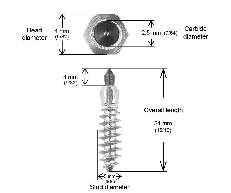 Igrip 15/16"-24MM STD Screw Studs QTY 200 (ST-24200R)