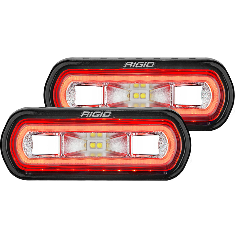 Par de difusores LED de montaje en superficie de la serie SR-L de Rigid Industries con halo rojo (universal)