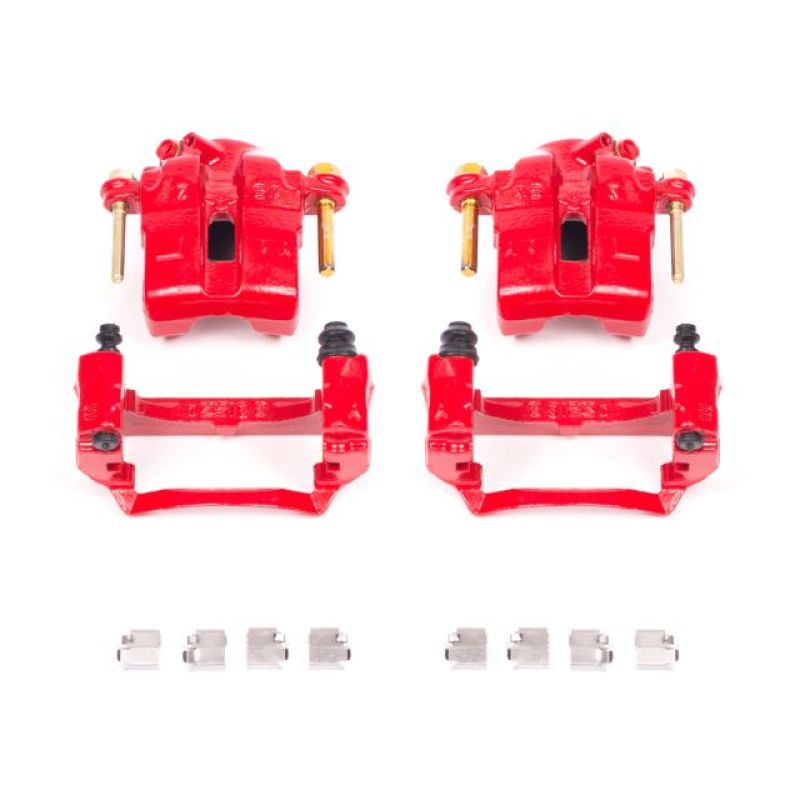 Pinzas de freno delanteras rojas Power Stop 94-97 Mazda Miata con soportes (par)