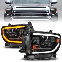 Cargar imagen en el visor de la galería, ANZO 2014-2017 Toyota Tundra LED Crystal Headlights w/ Switchback Black Housing w/ DRL