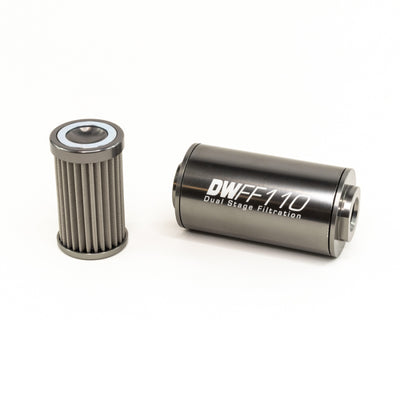 DeatschWerks Inline Fuel Filter 10AN 100 Micron Stainless Steel Housing Kit — Universal Performance