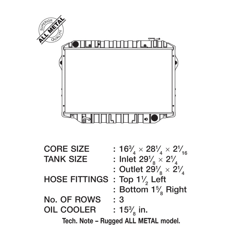 Radiador de metal de 3 filas para trabajo pesado CSF ​​93-97 Toyota Land Cruiser 4.5L