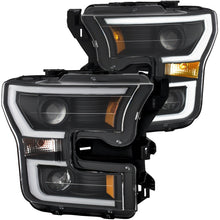 Cargar imagen en el visor de la galería, ANZO 2015-2017 Ford F-150 Projector Headlights w/ Plank Style Switchback Black w/ Amber