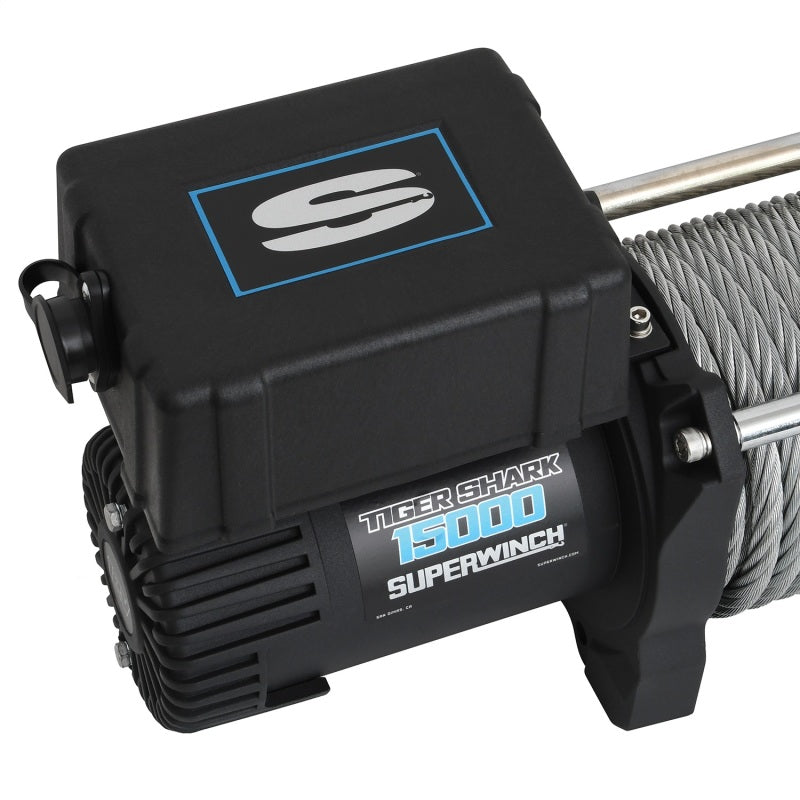 Cabrestante Superwinch de 15 000 libras, 12 V CC, 7/16 in x 82 ft, cable de acero, modelo Tiger Shark 11500