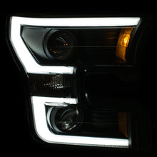 Cargar imagen en el visor de la galería, ANZO 2015-2016 Ford F-150 Projector Headlights w/ Plank Style Design Black w/ Amber