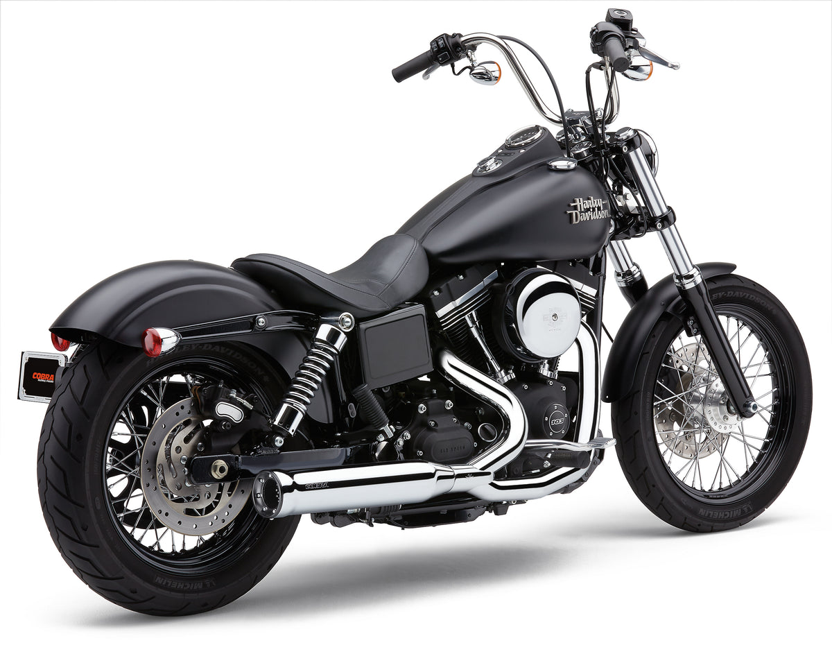 Cobra Powrpro RPT 2-1 Chrome/ BLK TIP Dyna 12-17 (6468)