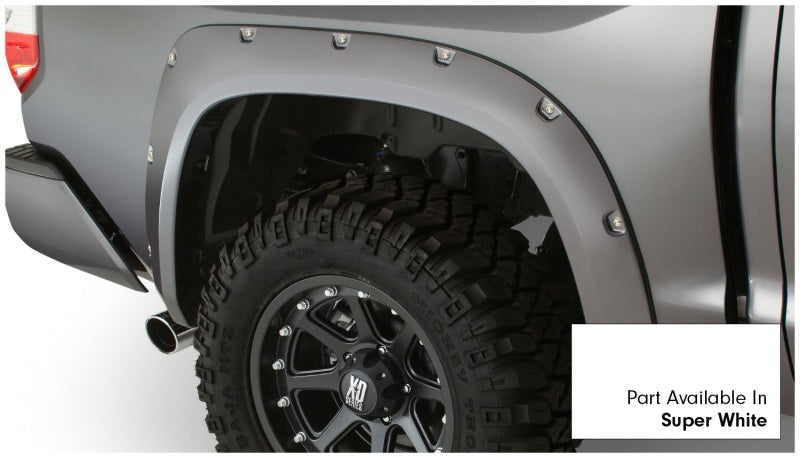 Guardabarros estilo bolsillo Bushwacker Fleetside para Toyota Tundra 16-18, 4 piezas, caja de 66,7/78,7/97,6 pulgadas, color blanco intenso