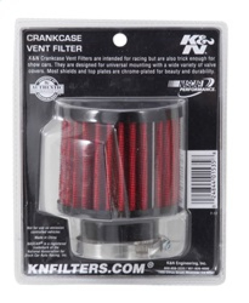 K&N 62-1450 Crankcase Vent Filter - 1.5in Flange ID x 3in OD x 2.5in H Rubber Base