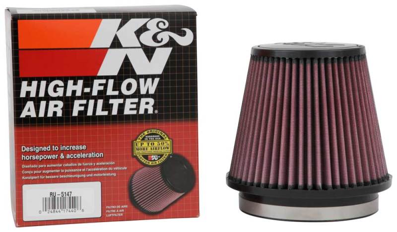 K&N Filter Universal Rubber Filter 5in Flange 6.5in Base 4.5in Top 5.5in Height