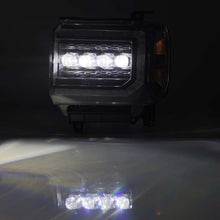 Cargar imagen en el visor de la galería, AlphaRex 14-18 GMC Sierra NOVA LED Proj Headlights Plank Style Black w/Activ Light/Seq Signal/DRL