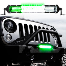 Cargar imagen en el visor de la galería, XK Glow 2-in-1 LED Light Bar w/ Pure White and Hunting Green Flood and Spot Work Light 20In