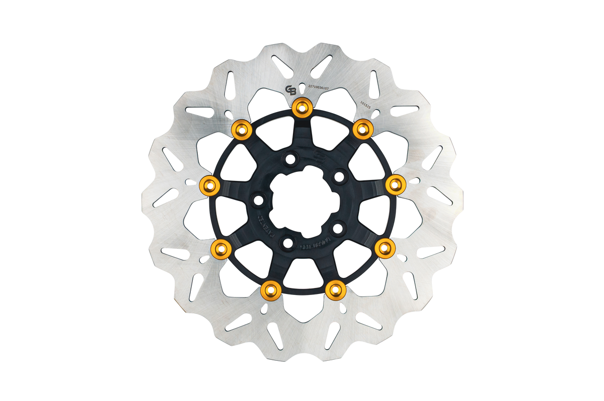 Gbrakes Rotor 11.8" Floating Wave FR Black/Gold Buttons (GBDU073)
