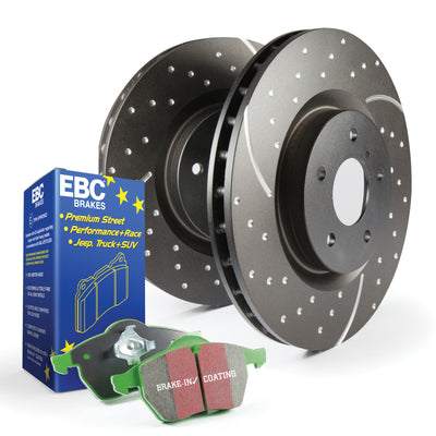 EBC S10 Kit: Greenstuff Pads & GD Rotors — Fits 2000-2006 Audi TT Quattro, 2003-2006 Volkswagen Golf, 2003-2004 Volkswagen Jetta, 2004 Volkswagen R32