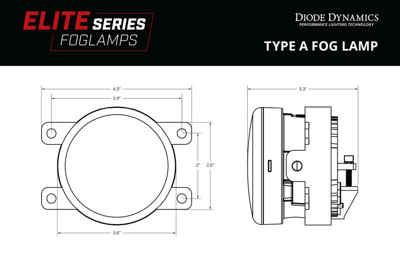 Diode Dynamics Elite Series Type A Fog Lamps Yellow LED — Fits 2010-2018 Acura RDX