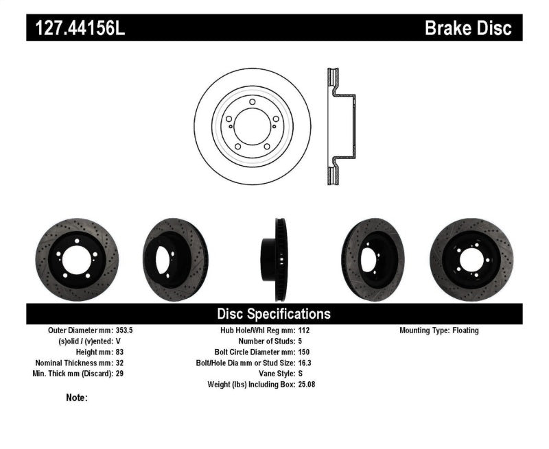 Rotor ranurado y perforado delantero izquierdo StopTech 07-09 Toyota Tundra / 08-09 Toyota Sequoia