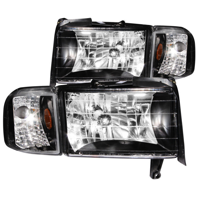 Faros delanteros de cristal de color negro para Dodge Ram ANZO 1994-2001