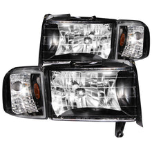 Cargar imagen en el visor de la galería, Faros delanteros de cristal de color negro para Dodge Ram ANZO 1994-2001