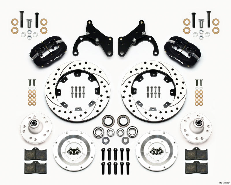 Wilwood Forged Dynalite Front Kit 12.19in Drilled 65-68 Chevy Impala -Drum Spindle