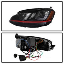 Cargar imagen en el visor de la galería, Spyder Volkswagen Golf VII 14-16 Projector Headlights DRL LED Red Stripe Blk PRO-YD-VG15-RED-DRL-BK