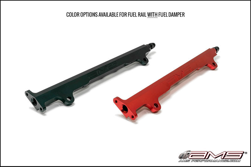 AMS Performance 08-15 Mitsubishi EVO X CNC Machined Aluminum Fuel Rail w/Pulsation Dampener - Red