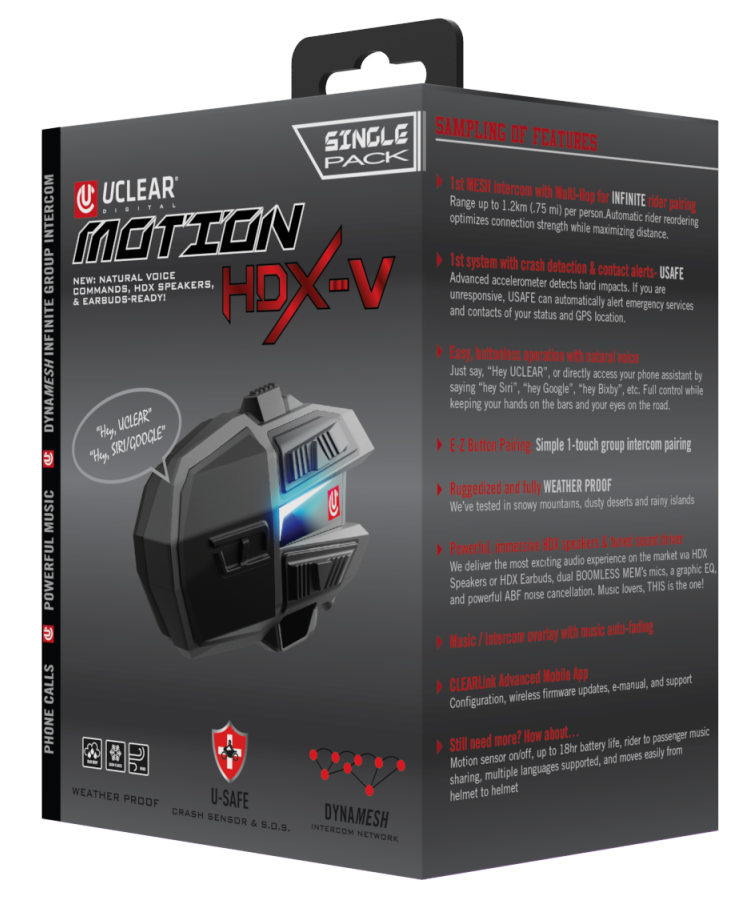 Uclear Motion HDX-V Single KIT Helmet Audio Single KIT (180512)
