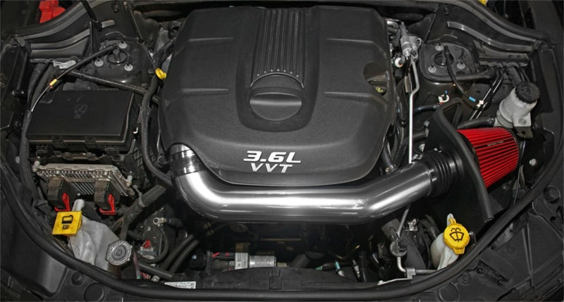 Spectre 11-15 Jeep Grand Cherokee V6-3.6L Polished Cold Air Intake Kit w/Red Filter