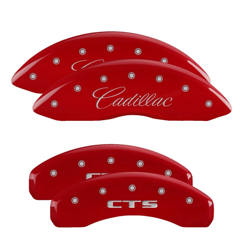 Cubiertas de pinza MGP 4 con grabado en cursiva delantera/grabado Cadillac trasero CTS Acabado rojo plateado