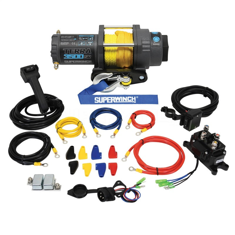 Cabrestante Terra 3500SR de Superwinch, 3500 libras, 12 V CC, 7/32 in x 32 ft, cuerda sintética, gris arrugado