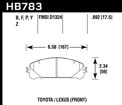 Hawk LTS Street Front Brake Pads — Fits 2008-2016 Toyota Highlander Lexus RX
