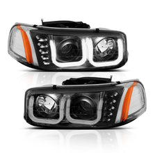 Cargar imagen en el visor de la galería, ANZO 1999-2006 Gmc Sierra 1500 Projector Headlights w/ U-Bar Black