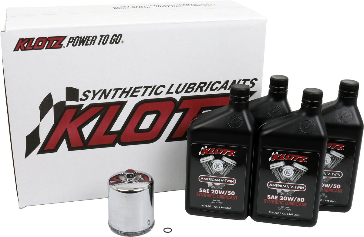 Klotz Basic Harley Davidson 4QT Synthetic OIL Change KIT (KH-101)