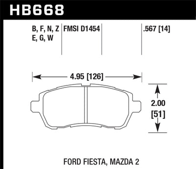 Hawk HPS 5.0 Performance Brake Pads Front — Fits 2011-2019 Ford Fiesta