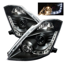 Cargar imagen en el visor de la galería, Faros delanteros de proyector Spyder Nissan 350Z 03-05 Xenón DRL Blk High H1 Lw D2R PRO-YD-N350Z02-HID-DRL-BK