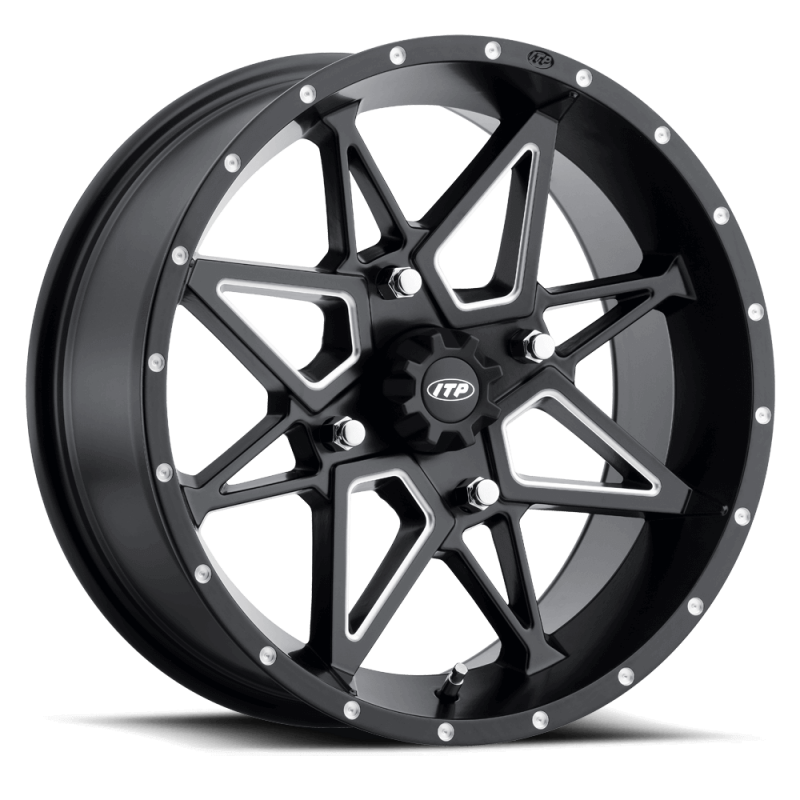 ITP Tornado 14X7 / 4x110 BP / 2+5 Offset Matte Black w/ Milled Accents Wheel