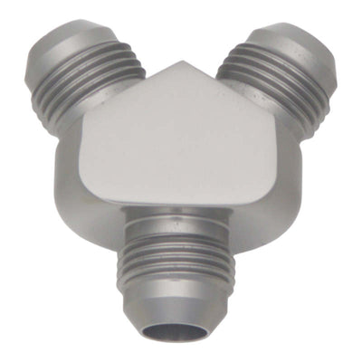 DeatschWerks 8AN Y-Block Fitting - 8AN Male to Dual 8AN Male