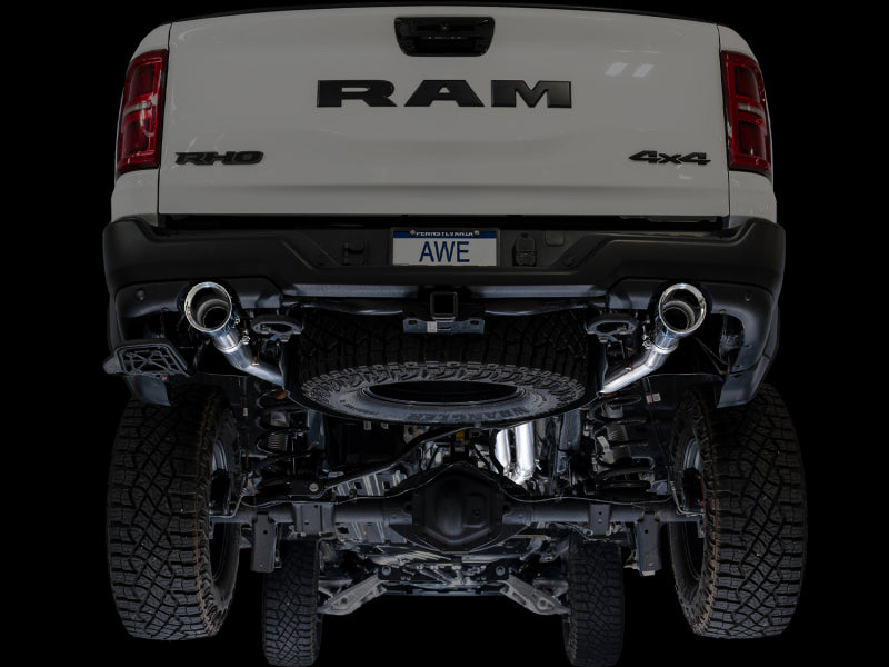 AWE Tuning 2025+ RAM 1500 RHO 3.0 I6 TT 0FG Dual Rear Exit Catback Exhaust - Chrome Silver Tips