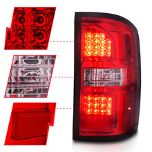 Cargar imagen en el visor de la galería, ANZO 2014-2018 GMC Sierra LED Tail Lights Black Housing Red/Clear Lens